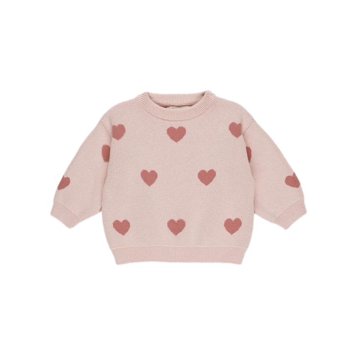 Quincy Mae - Heart Knit Sweat Bubblegum