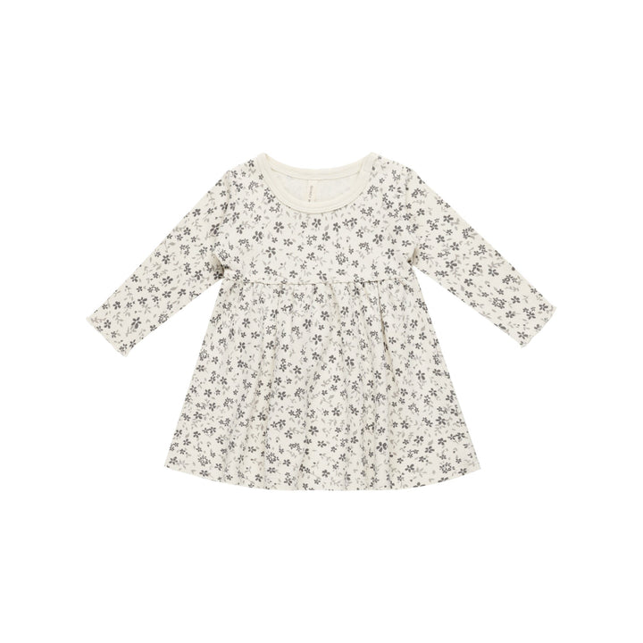 Quincy Mae - Long Sleeve Baby Dress - Blue Floral