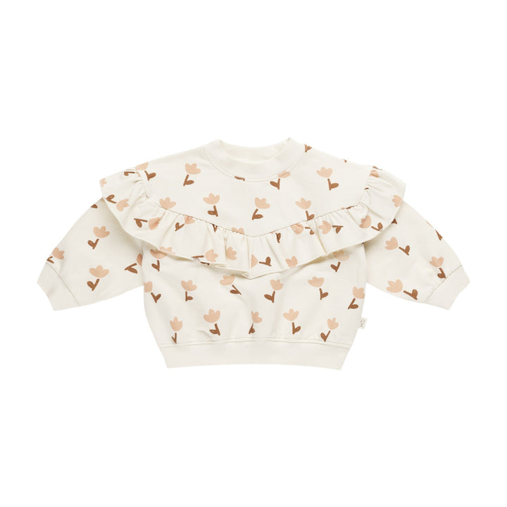 Quincy Mae - Ruffle Fleece Sweatshirt - Tulips