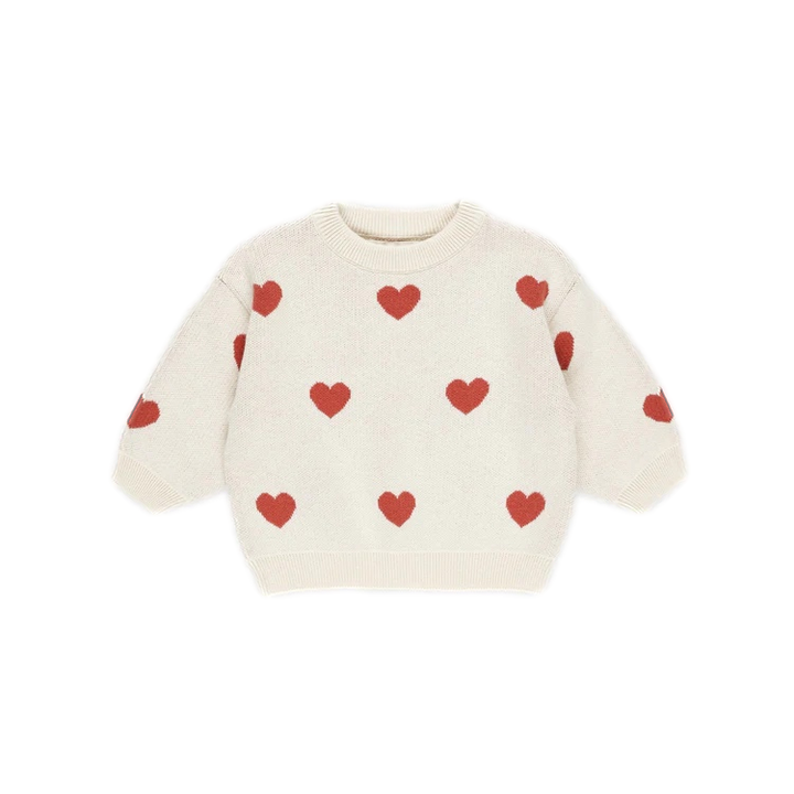 Quincy Mae - Heart Knit Sweat Natural