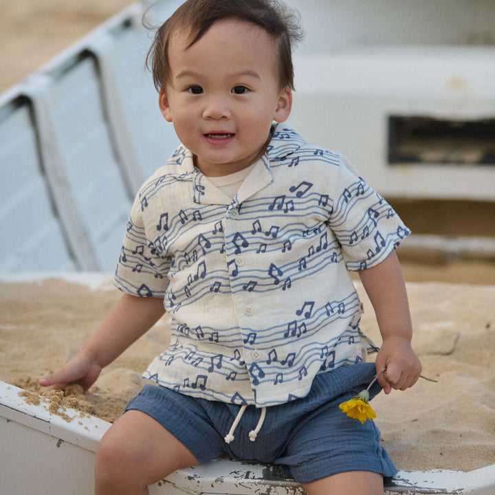 Nature Baby James Short Muslin - Vintage Indigo