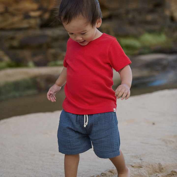 Nature Baby James Short Muslin - Vintage Indigo