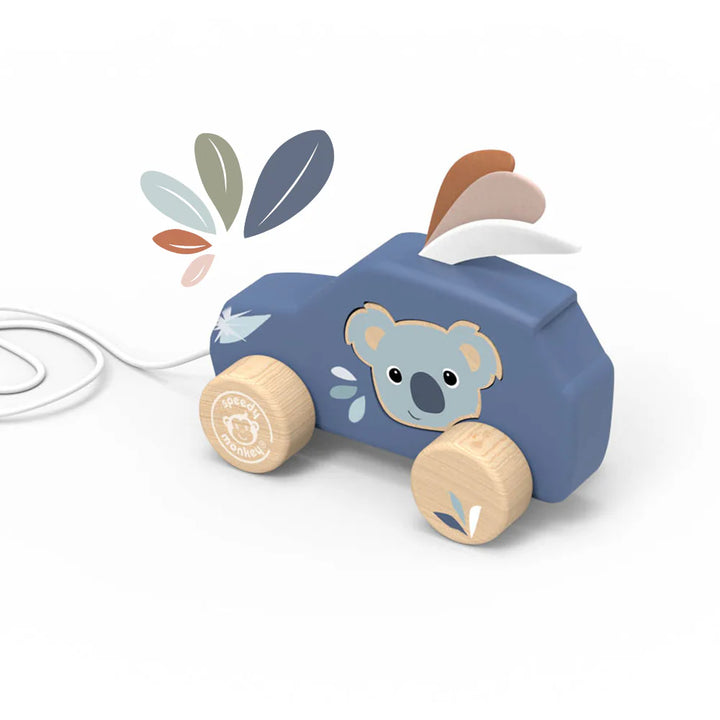 Speedy Monkey Pull Along Car - Blue