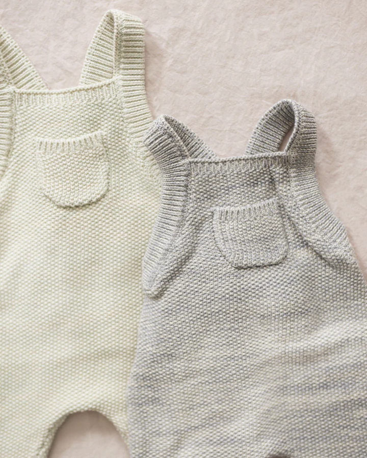 Quincy Mae - Knit Overalls - Heathered Blue