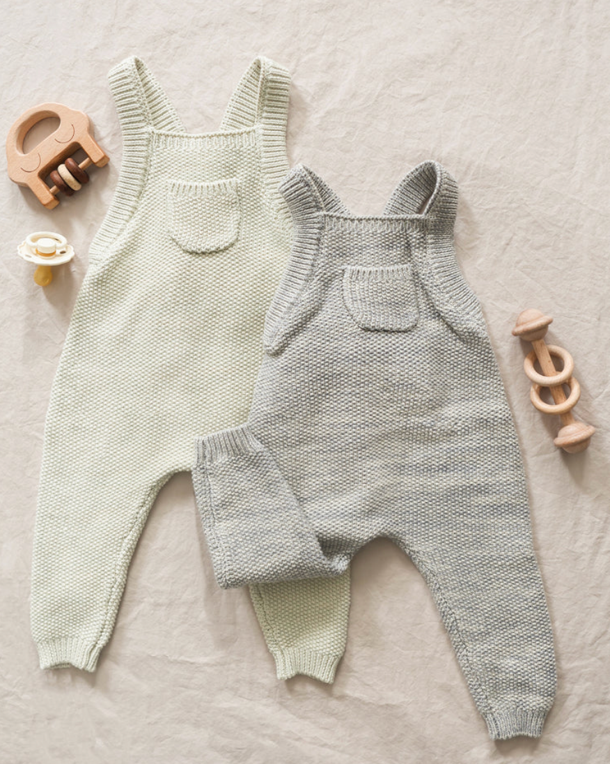 Quincy Mae - Knit Overalls - Heathered Blue