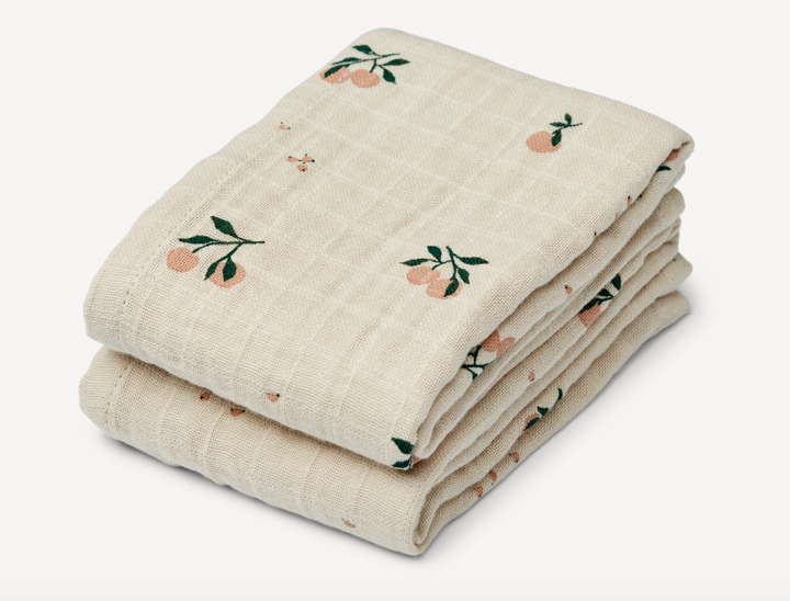 Liewood Lewis Muslin Cloth 2 Pack - Peach / Sea Shell Mix