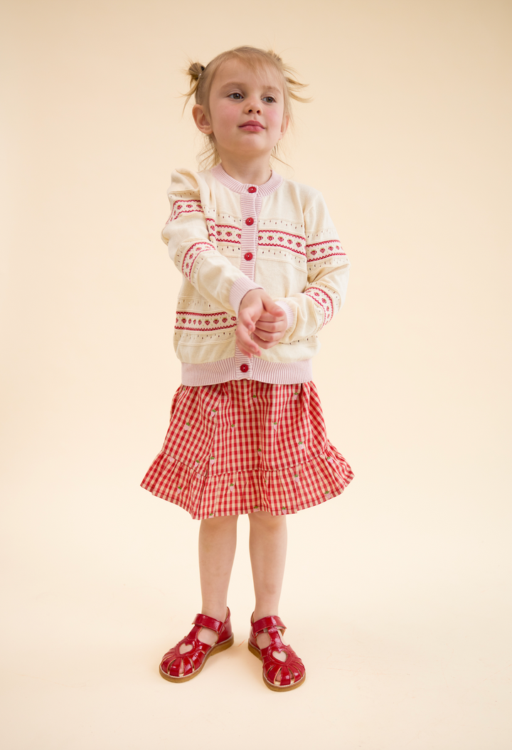 Flöss Lelou Cardigan - Soft White/Berry Stripe