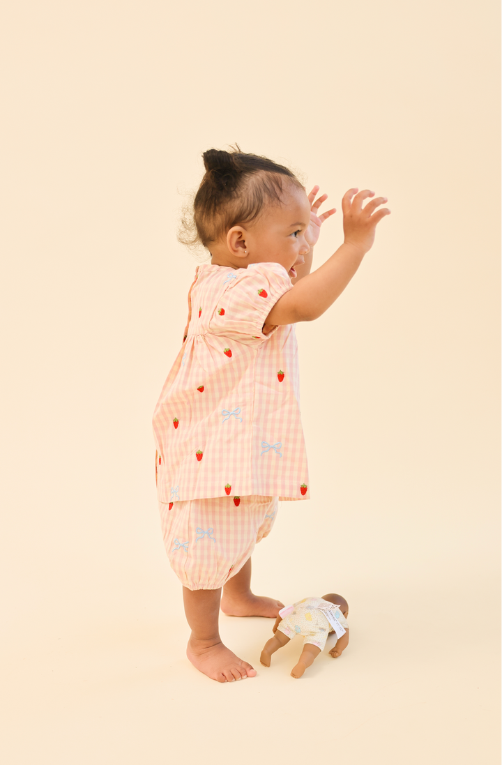 Flöss Dolly Bow Baby Set - Pink Gingham
