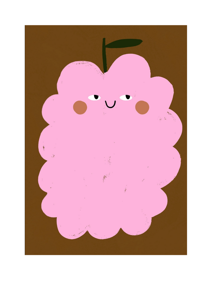 Yaya Studio Raspberry A3 Print - Pink &amp; Brown