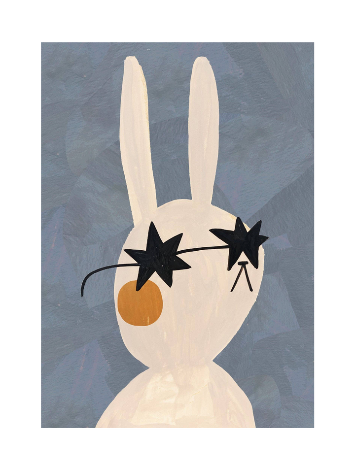 Yaya Studio Mr Rabbit A3 Print - Blue