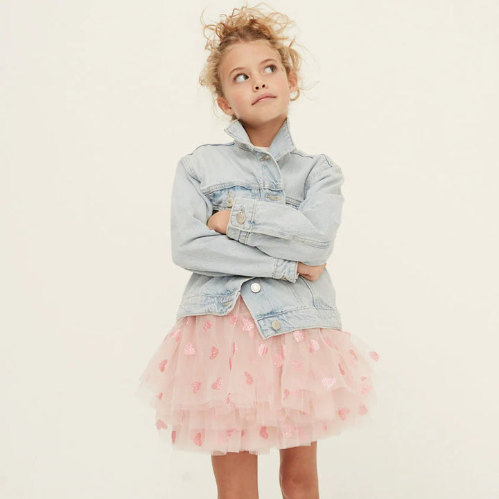 Bob & Blossom Tutu Skirt - Pale Pink with Pink Glitter Hearts