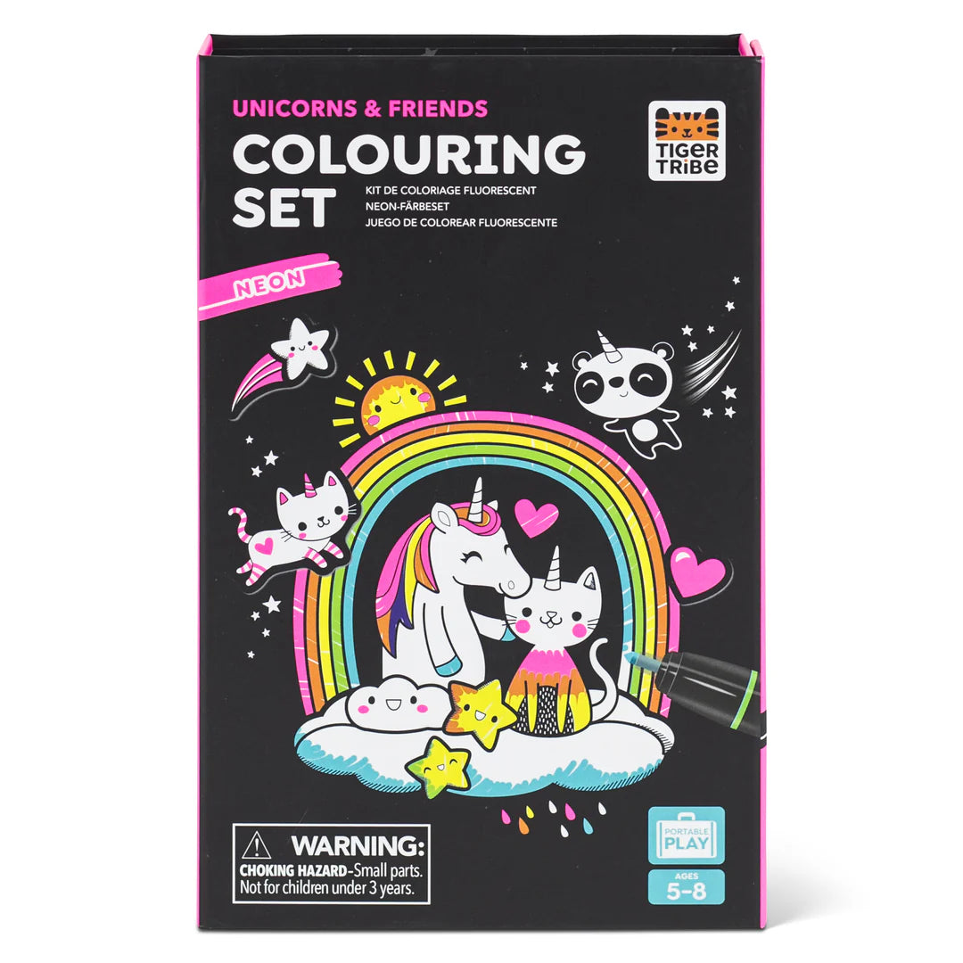 Tiger Tribe Neon Colouring Set - Unicorn & Friends