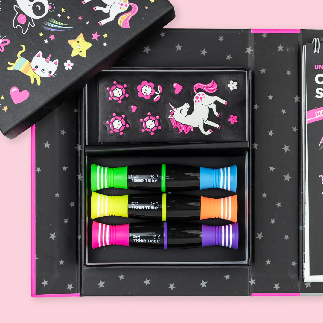 Tiger Tribe Neon Colouring Set - Unicorn & Friends