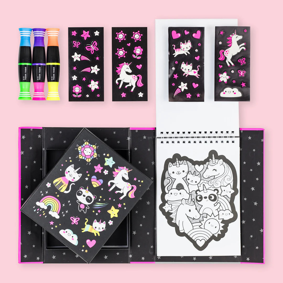 Tiger Tribe Neon Colouring Set - Unicorn & Friends