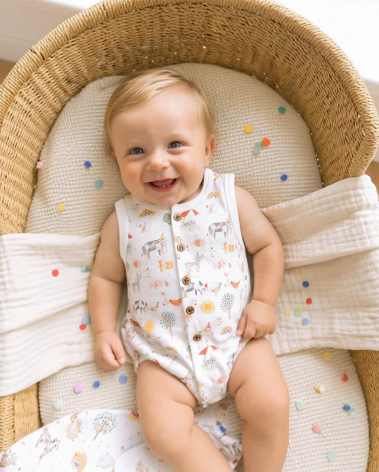 Bébé by Minihaha Button Up Bodysuit - Scout Print