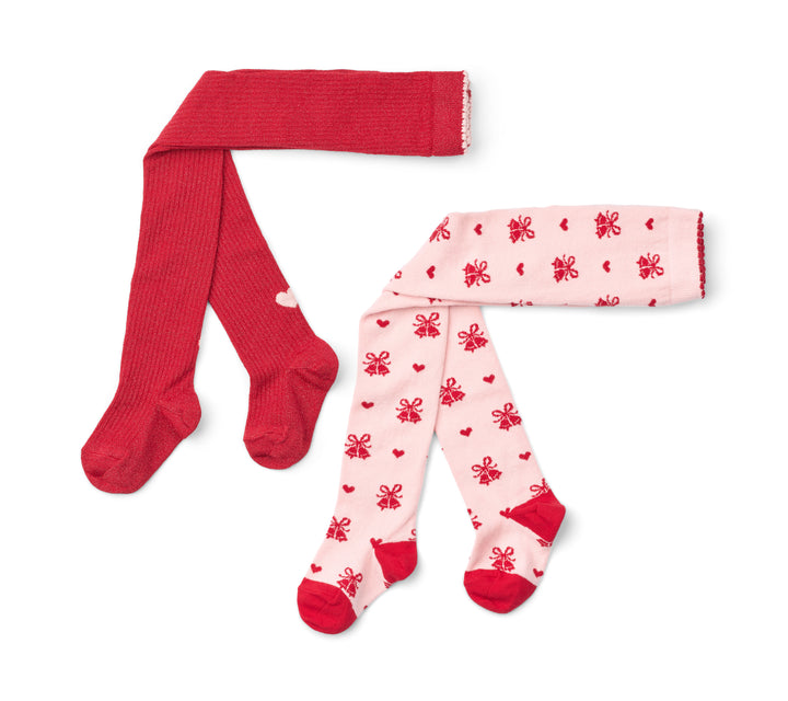 Flöss Vera Tights 2 Pack - Red &amp; Pink Glitter Bells