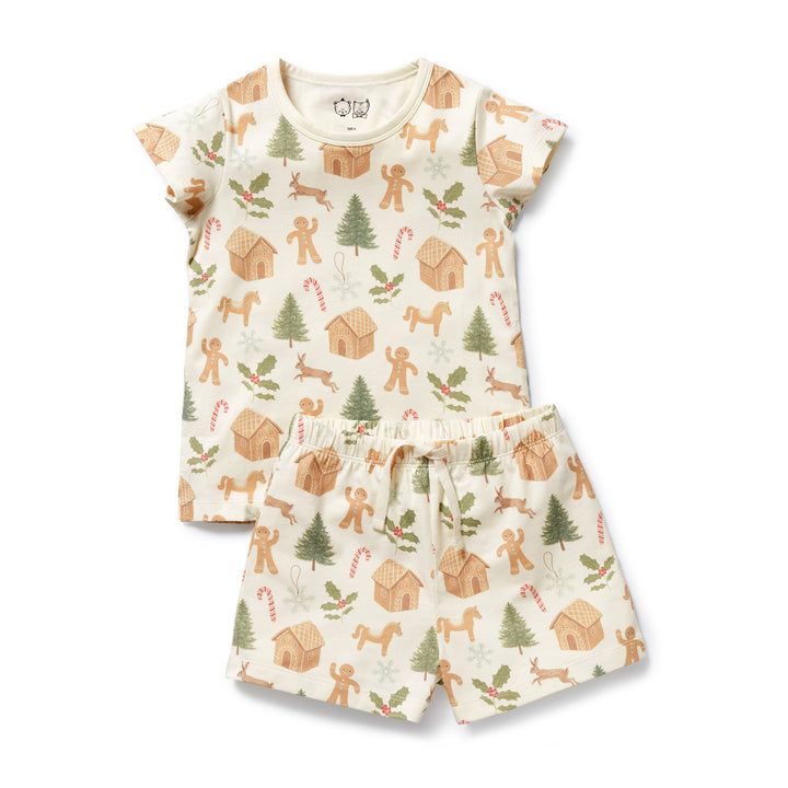 Wilson & Frenchy Organic Short Sleeved Pyjamas - Holly Jolly