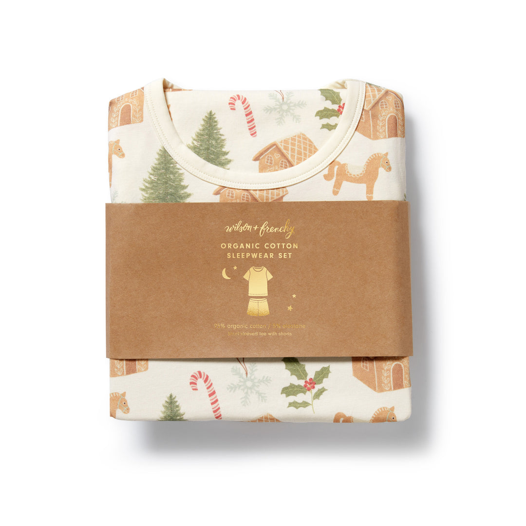 Wilson & Frenchy Organic Short Sleeved Pyjamas - Holly Jolly