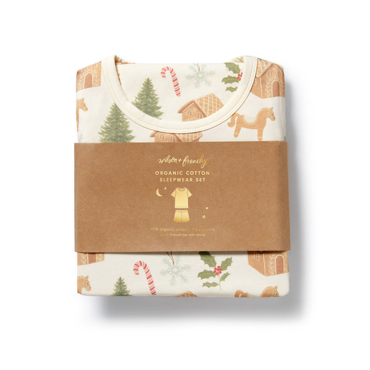 Wilson & Frenchy Organic Short Sleeved Pyjamas - Holly Jolly