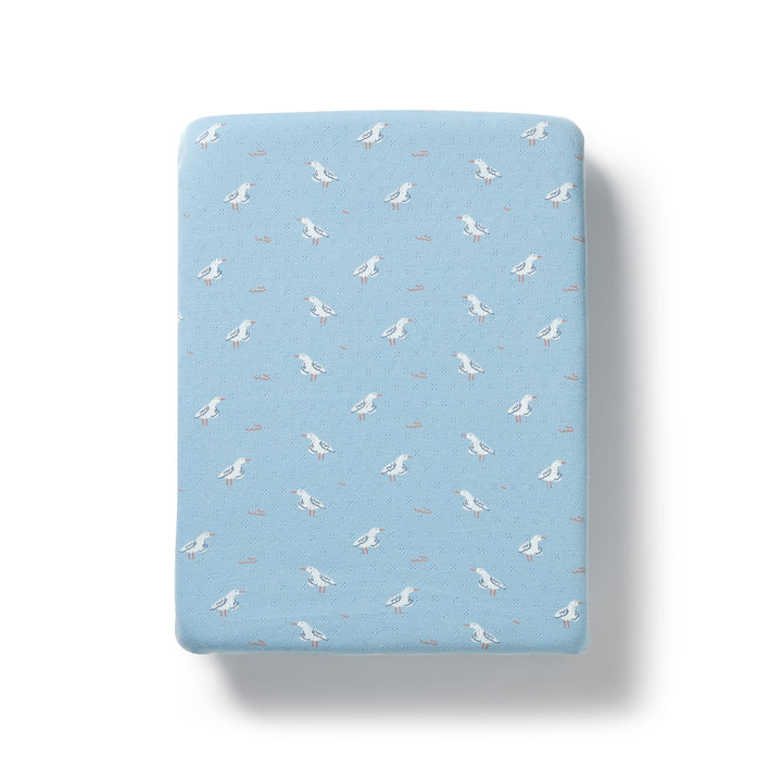 Wilson & Frenchy Organic Pointelle Bassinet Sheet - Sunny Seagulls