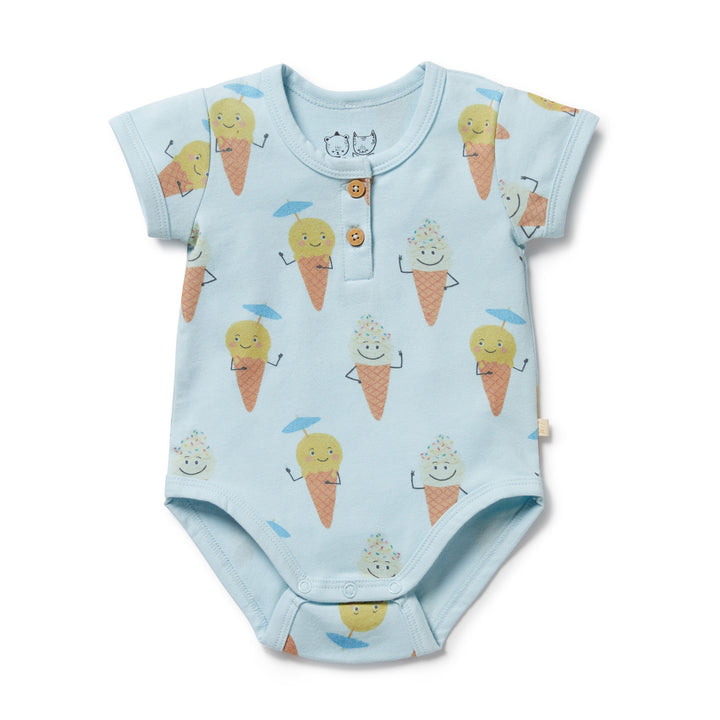 Wilson & Frenchy Organic Henley Bodysuit - Frosty Friends