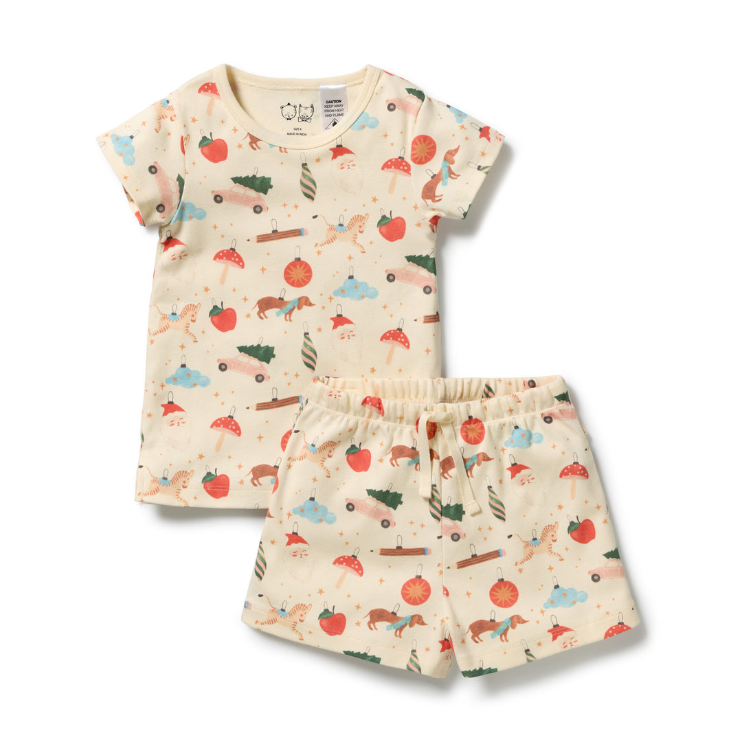 Wilson &amp; Frenchy Organic Short Sleeved Pyjamas - Deck The Halls