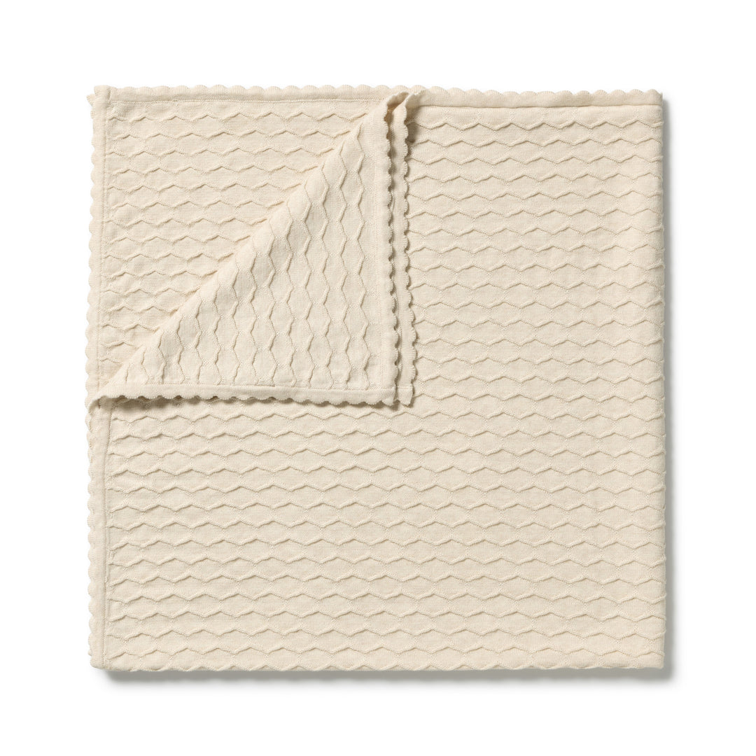 Wilson &amp; Frenchy Knitted Chevron Blanket - Milk Cloud