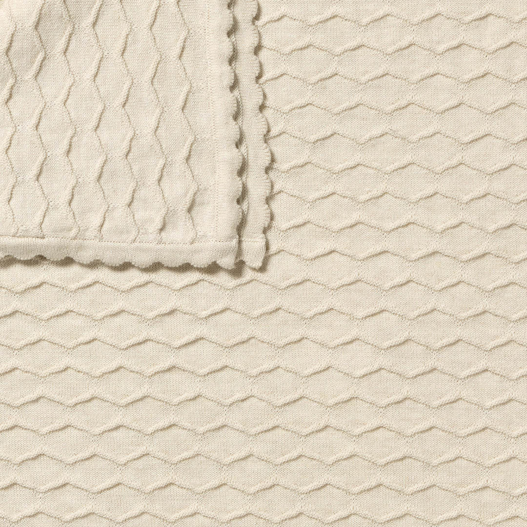 Wilson &amp; Frenchy Knitted Chevron Blanket - Milk Cloud