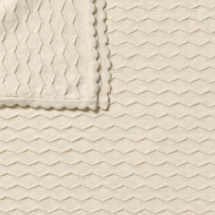 Wilson &amp; Frenchy Knitted Chevron Blanket - Milk Cloud