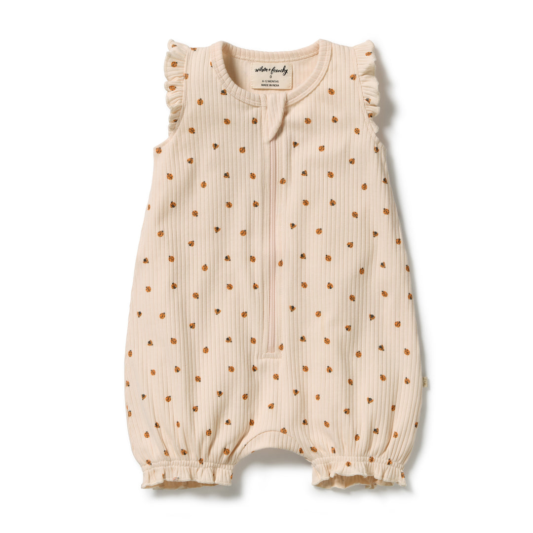 Wilson &amp; Frenchy Ruffle Zipsuit - Little Lady Bugs