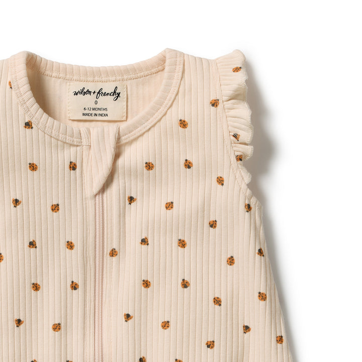 Wilson &amp; Frenchy Ruffle Zipsuit - Little Lady Bugs