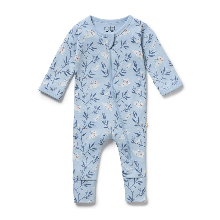 Wilson & Frenchy Organic Zipsuit with Feet - Bunny Whistle