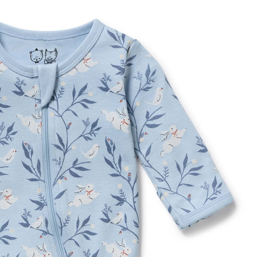 Wilson & Frenchy Organic Zipsuit with Feet - Bunny Whistle