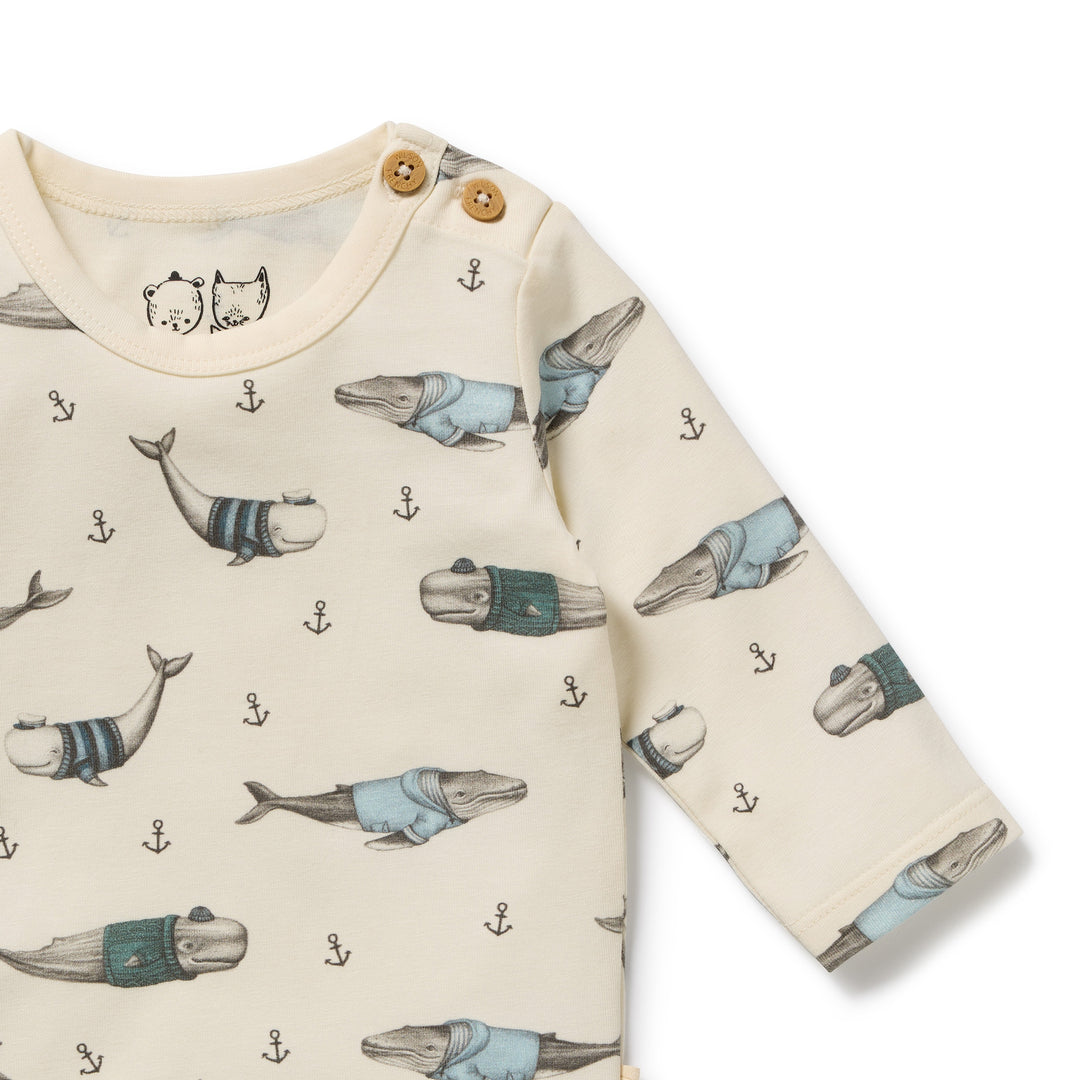 Wilson & Frenchy Organic Bodysuit - Woolly Whales