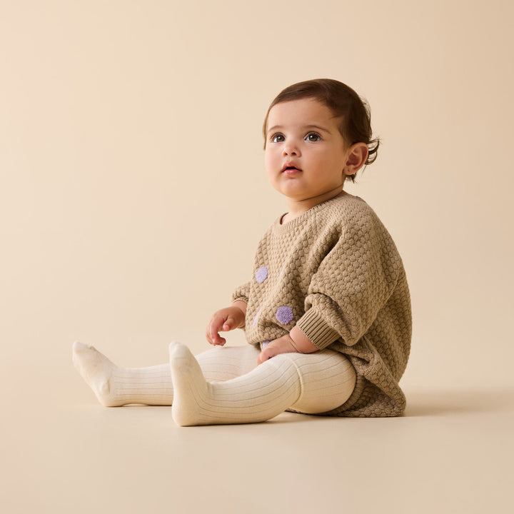 Wilson & Frenchy Organic Ribbed Tights - Buttermilk