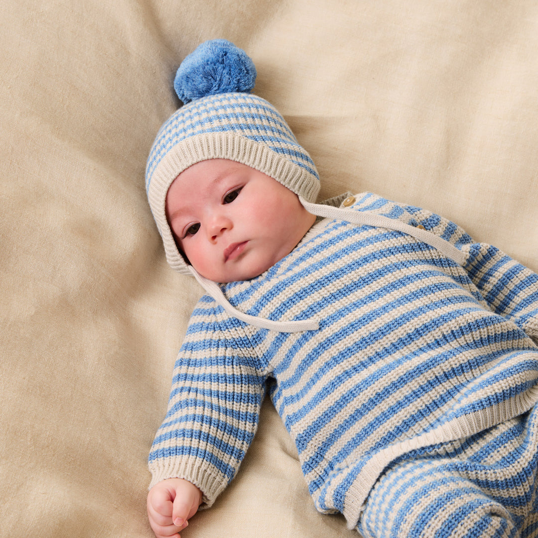 Wilson & Frenchy Organic Knitted Stripe Bonnet - Clover