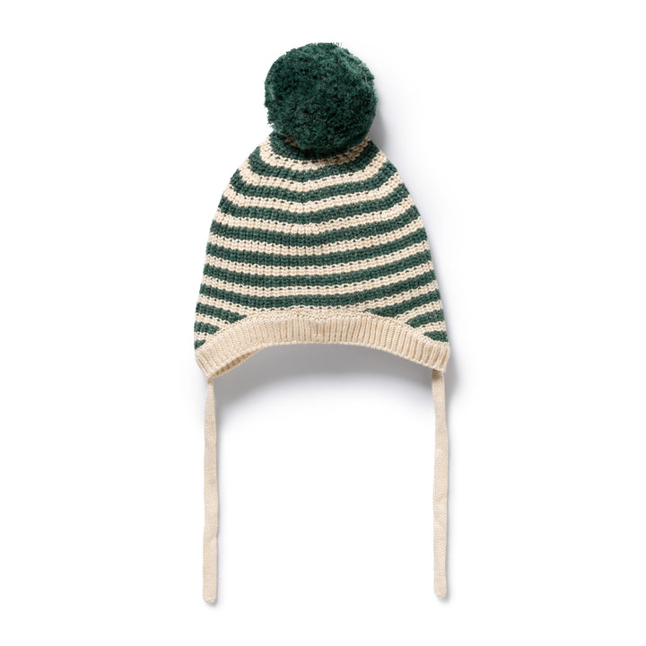 Wilson & Frenchy Organic Knitted Stripe Bonnet - Clover