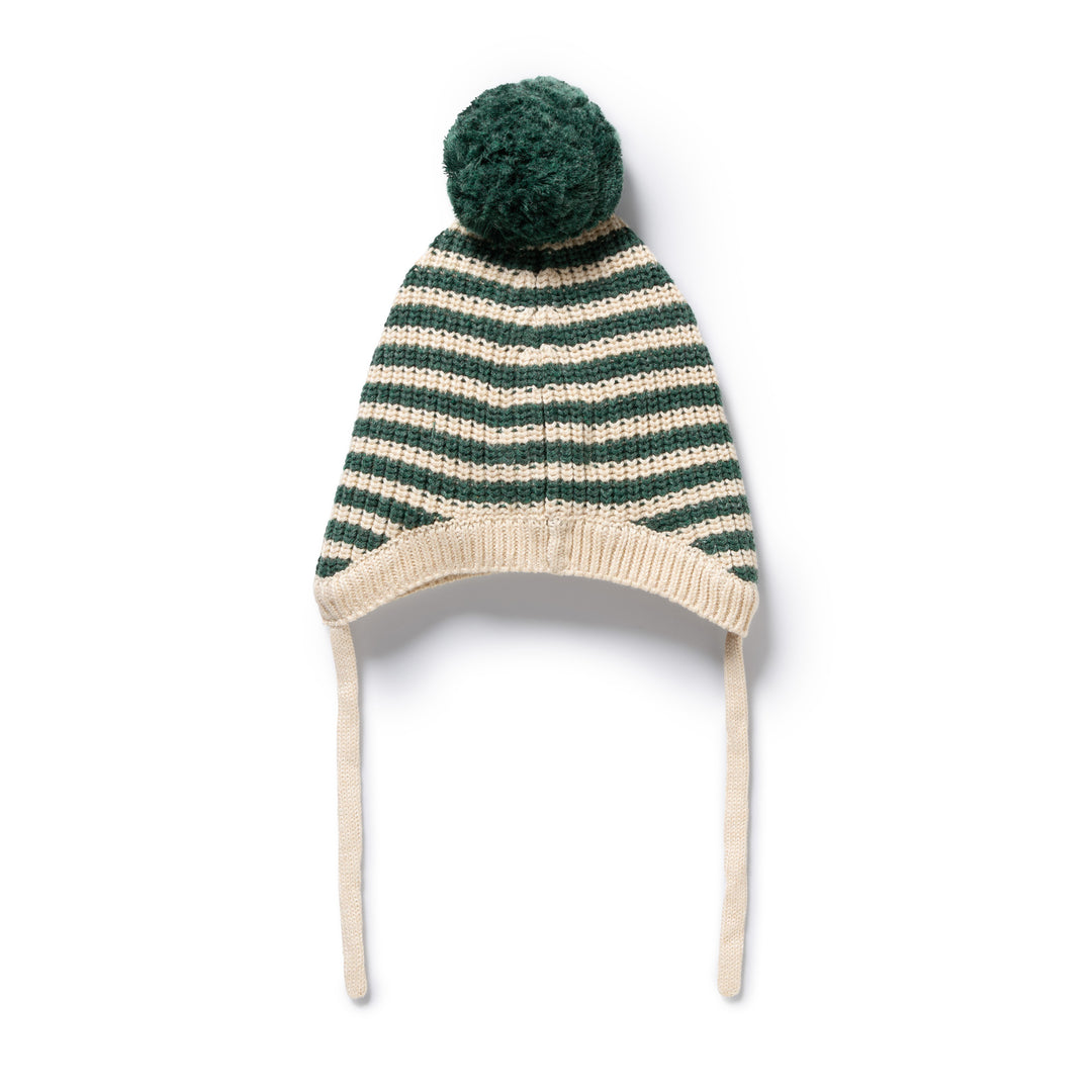 Wilson & Frenchy Organic Knitted Stripe Bonnet - Clover