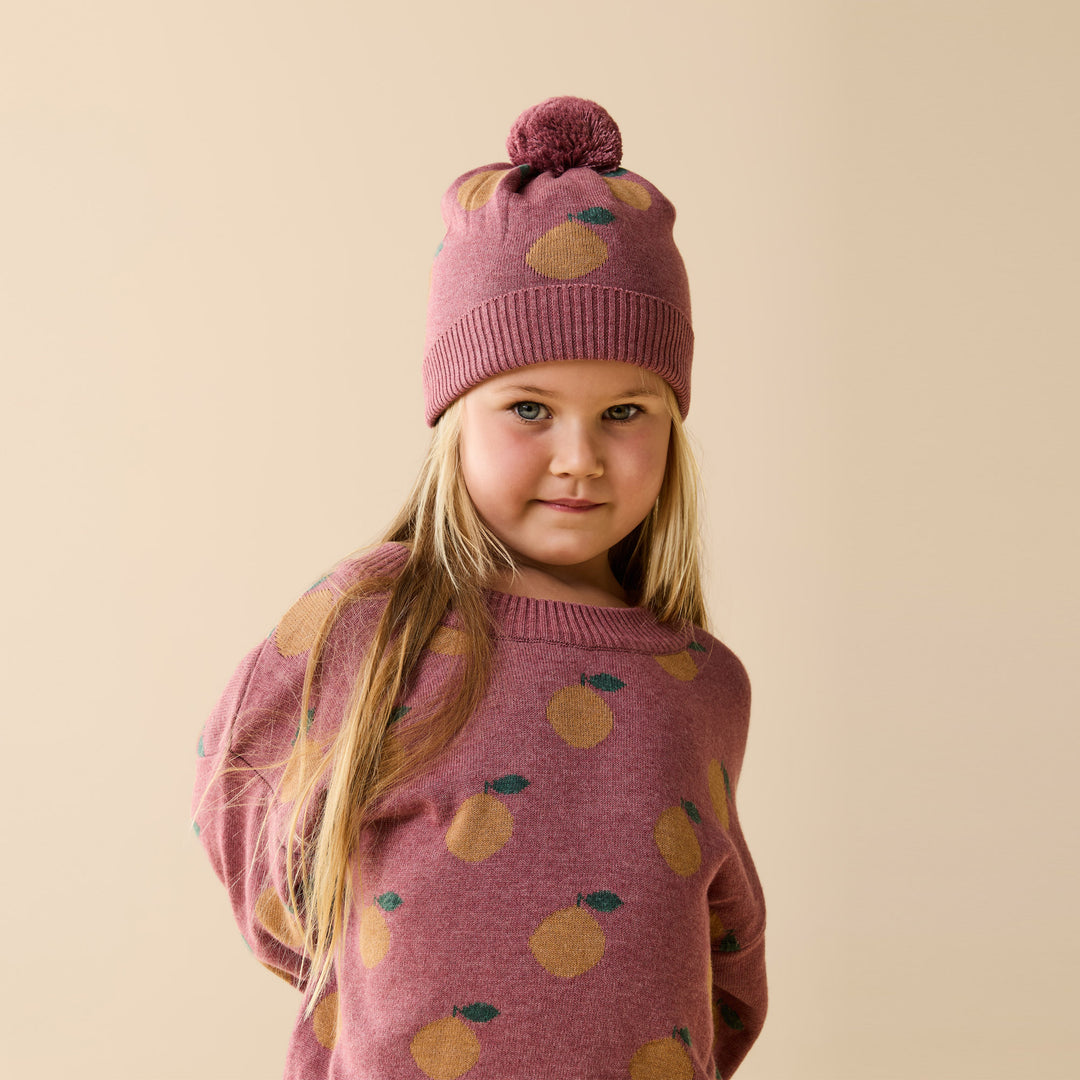 Wilson & Frenchy Organic Knitted Jacquard Hat - Clementine
