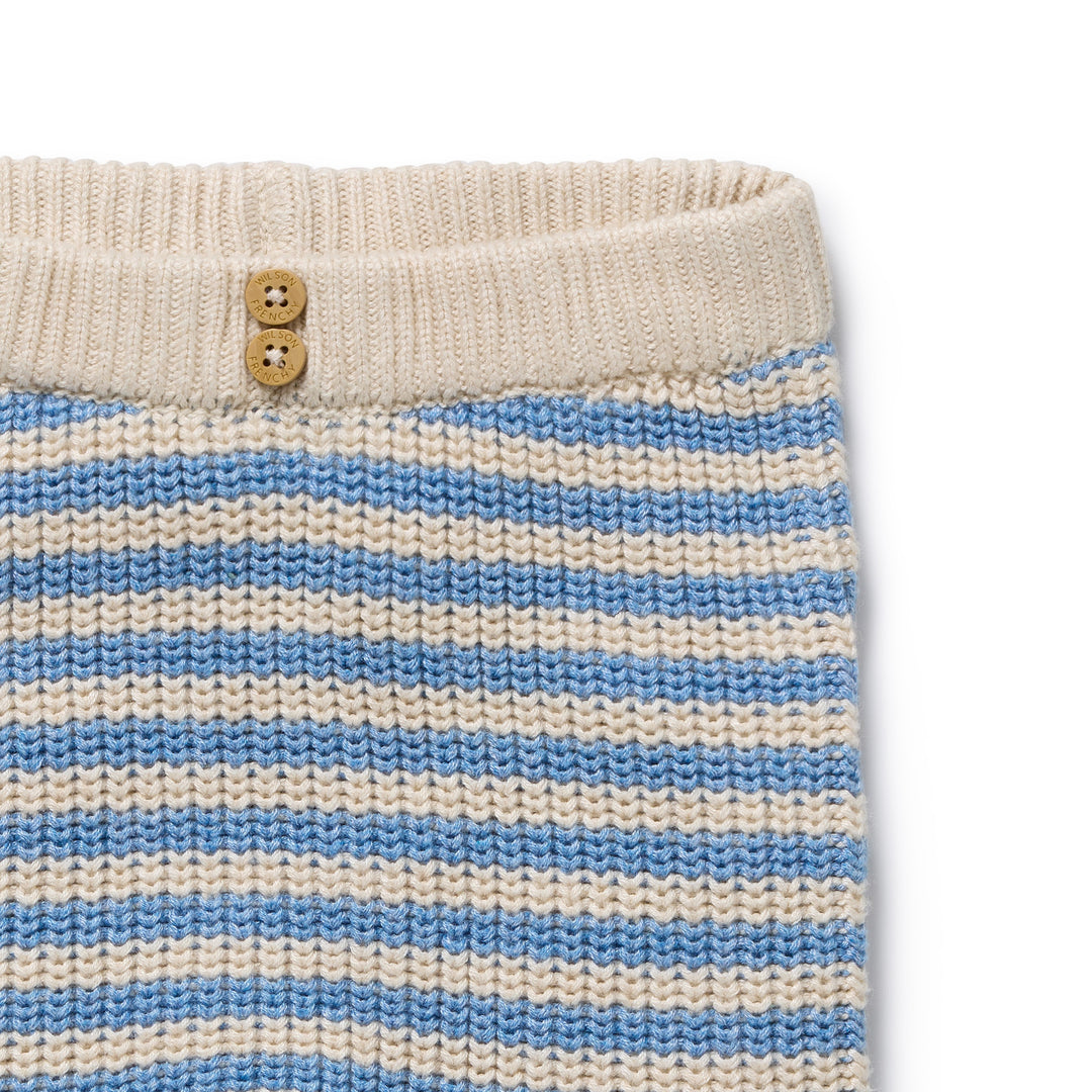 Wilson & Frenchy Organic Knitted Stripe Legging - Frosted Blue