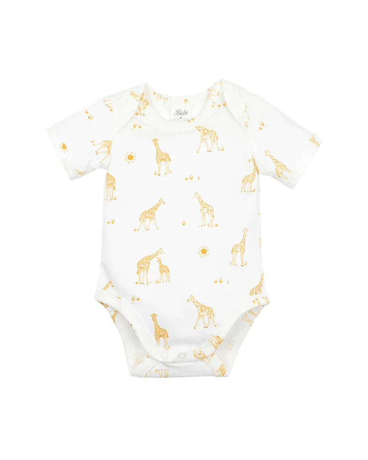Minihaha Short Sleeve Organic Bodysuit - Giraffe