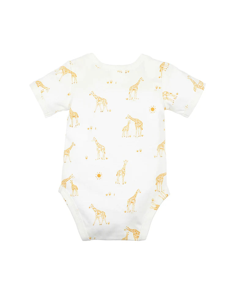 Minihaha Short Sleeve Organic Bodysuit - Giraffe