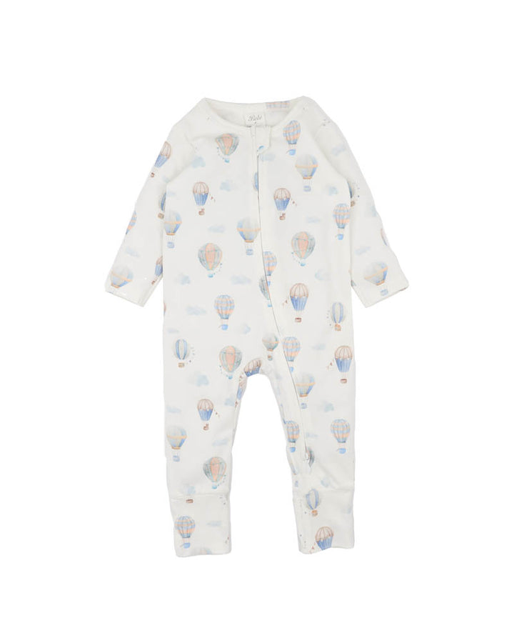 Minihaha Long Sleeve Organic Zipsuit - Sky High