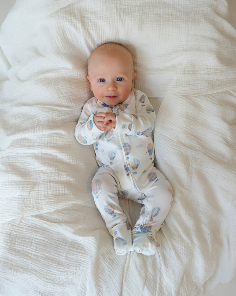 Minihaha Long Sleeve Organic Zipsuit - Sky High