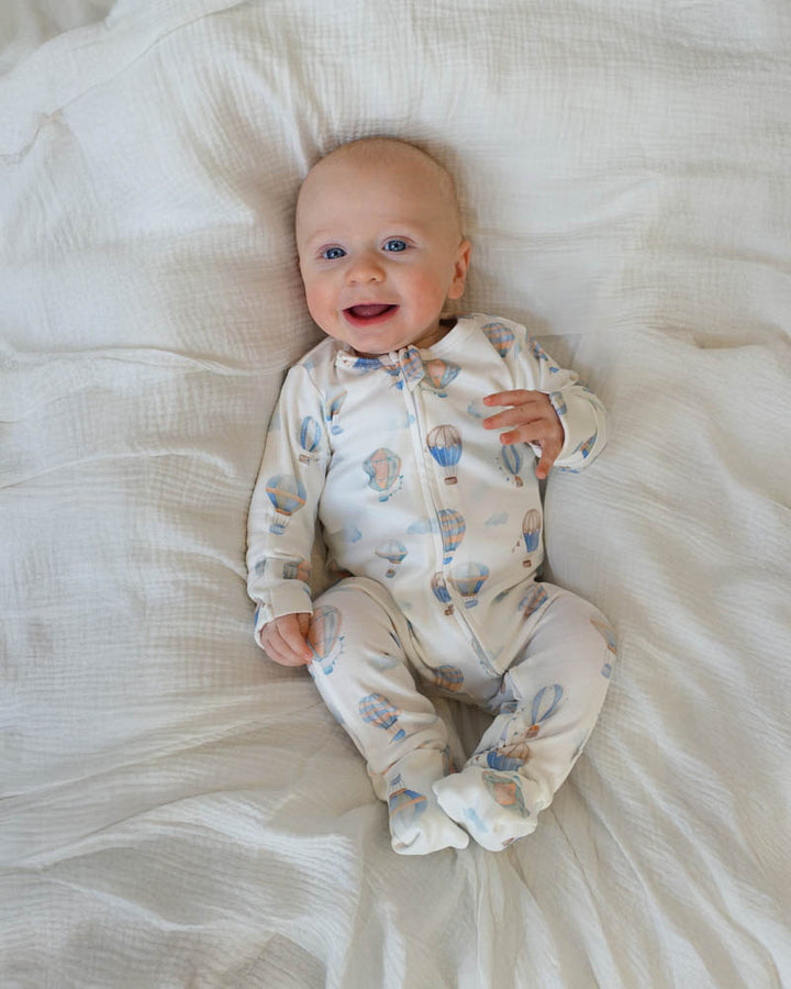 Minihaha Long Sleeve Organic Zipsuit - Sky High