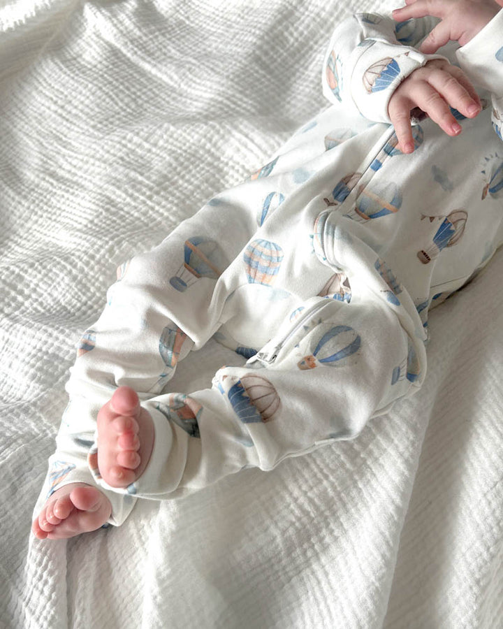 Minihaha Long Sleeve Organic Zipsuit - Sky High
