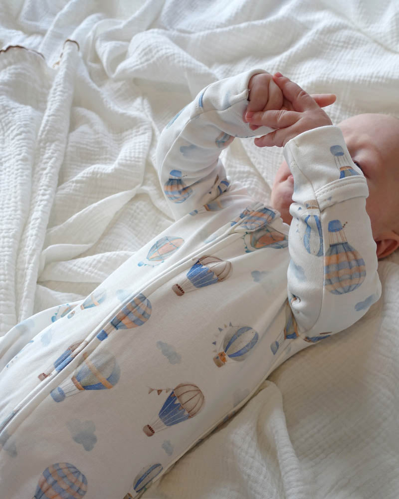 Minihaha Long Sleeve Organic Zipsuit - Sky High