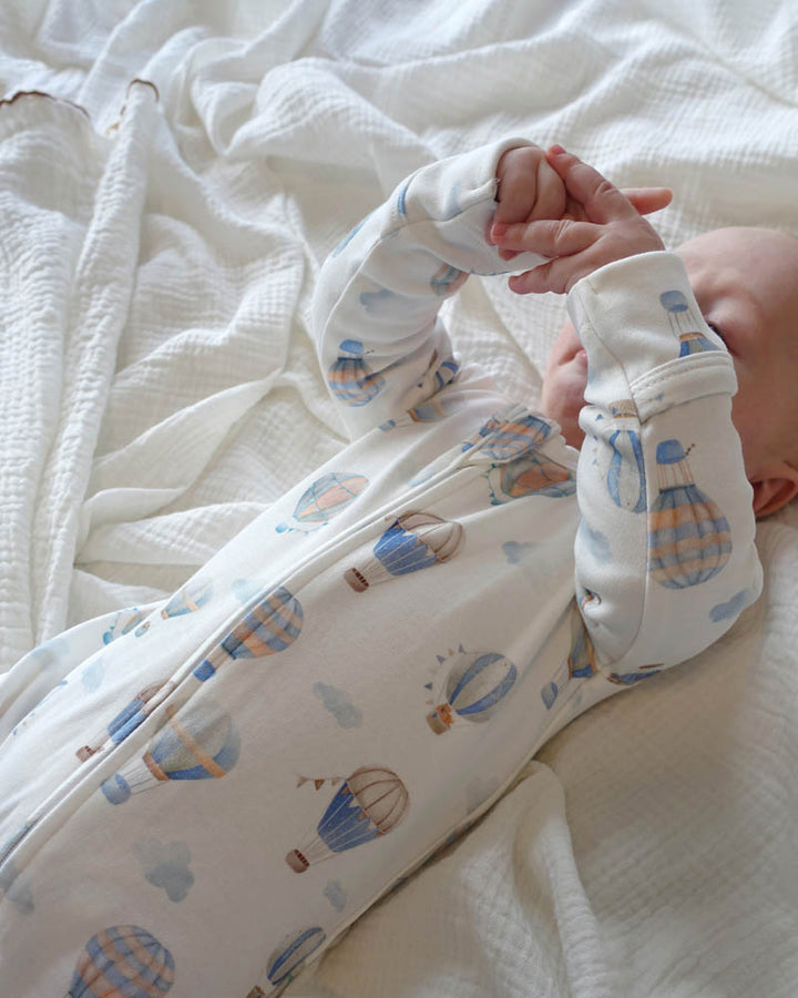 Minihaha Long Sleeve Organic Zipsuit - Sky High