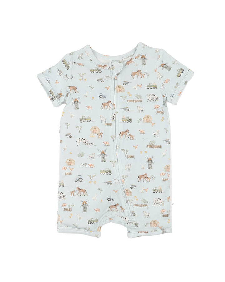 Minihaha Short Sleeve Zipsuit - Farm