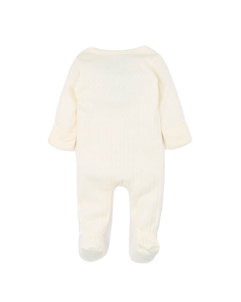 Minihaha Long Sleeve Pointelle Zipsuit - Milk
